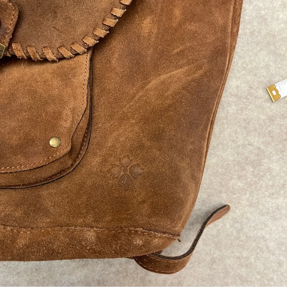 Patricia Nash Casape Brown Suede Drawstring Backpack Boho Western
